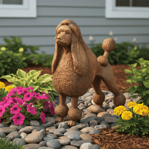 Poodle Dog Garden Statue (20 - Inch) Side Angle