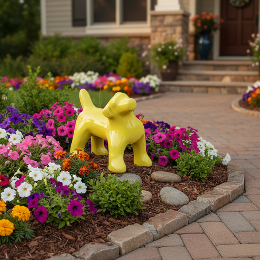 Pop Art Dog Garden Statue (9 - Inch) Side Angle