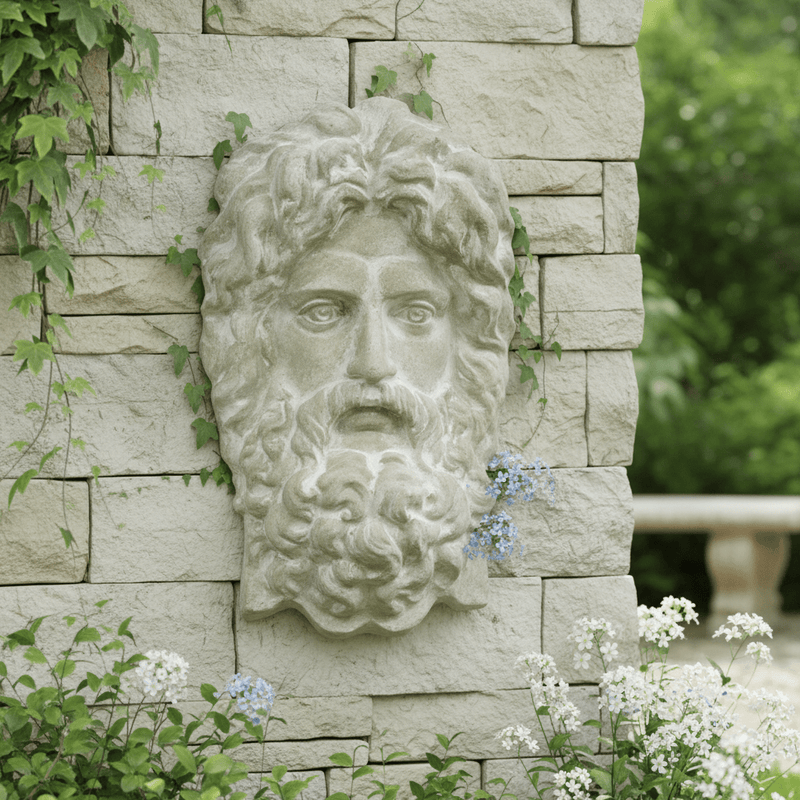 Poseidon Greek Garden Plaque (8.0 - Inch) Side Angle