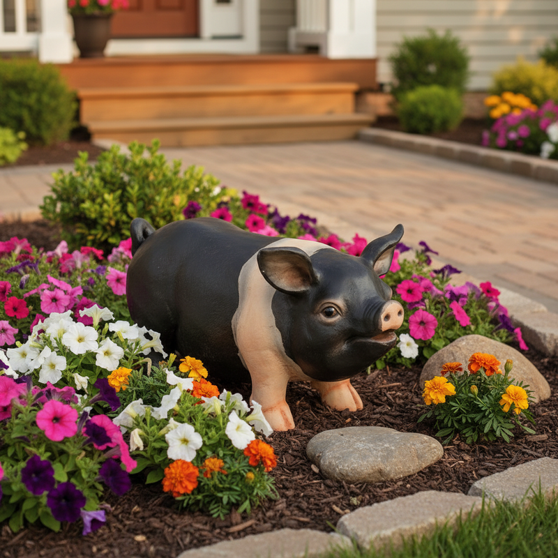 Pot Belly Garden Statue (9 - Inch) Side Angle
