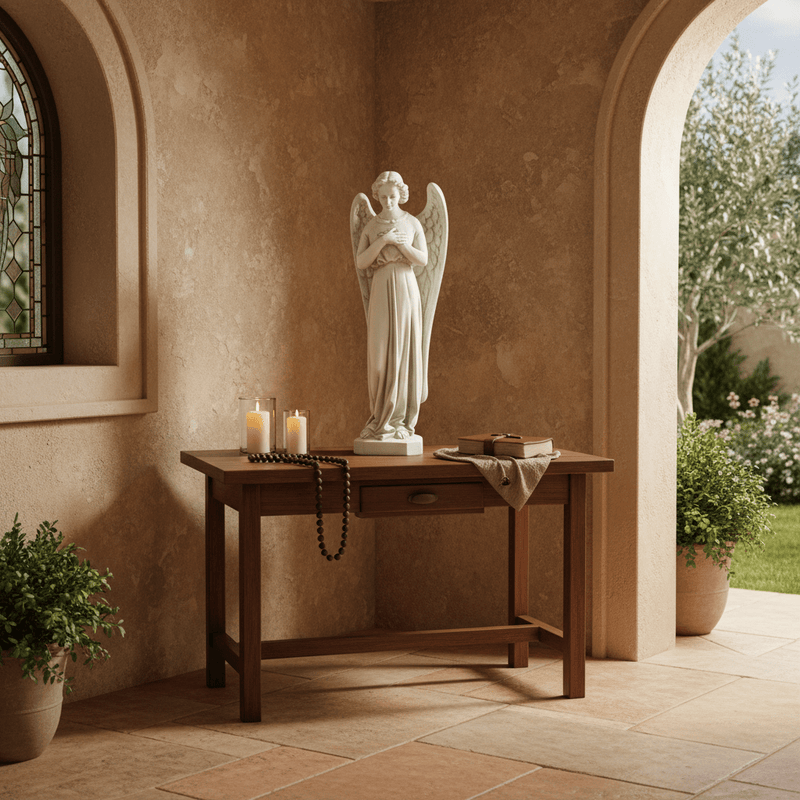 Prayer Angel Outdoor Statue (25 - Inch) Side Angle