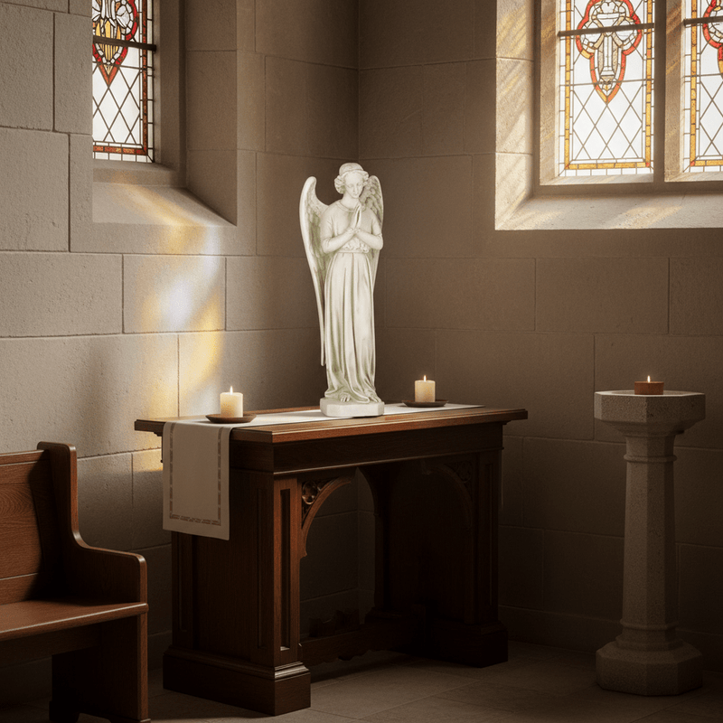 Prayer Angel Outdoor Statue (25 - Inch) Side Angle