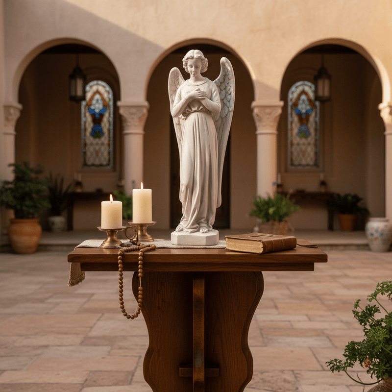 Prayer Angel Outdoor Statue (25 - Inch) Side Angle