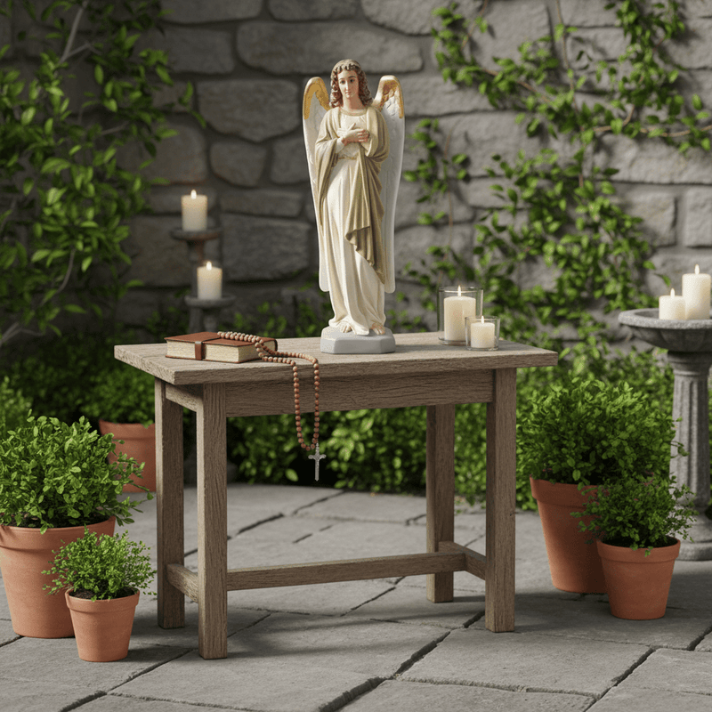 Prayer Angel Outdoor Statue (26 - Inch) Side Angle