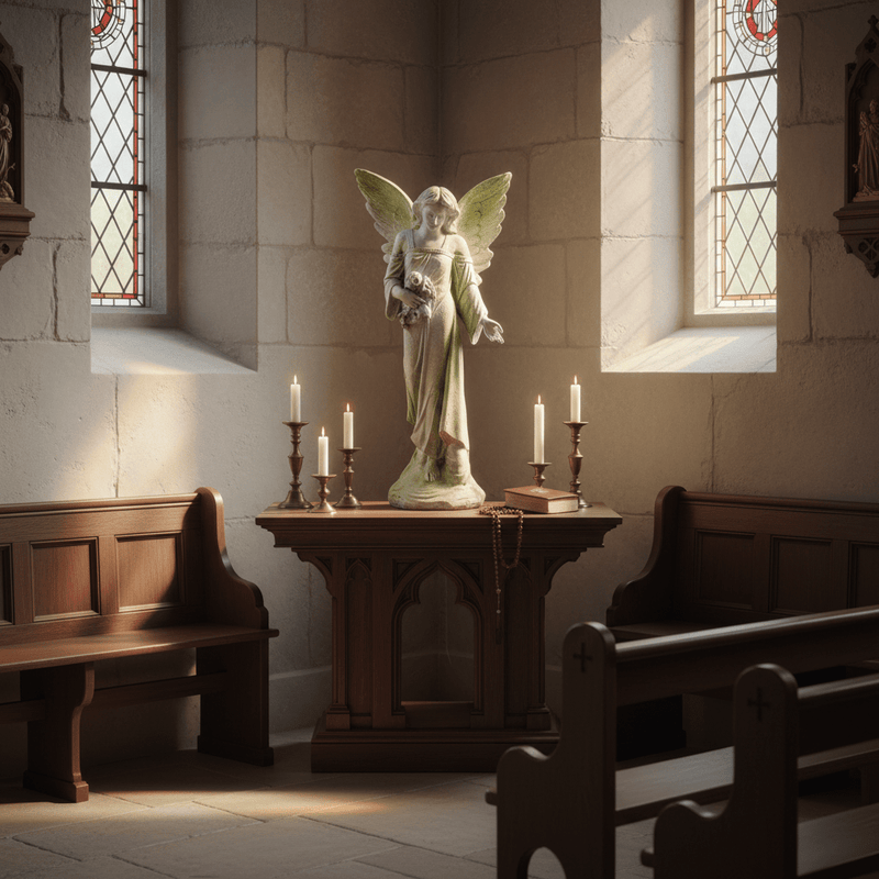 Prayer Angel Outdoor Statue (38 - Inch) Side Angle