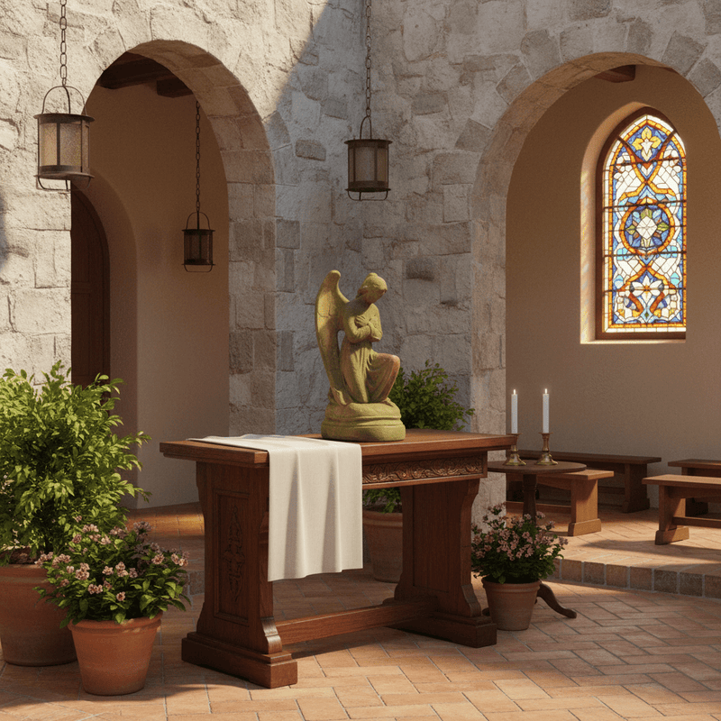 Prayer Angel St. Anne Outdoor Statue (21 - Inch) Side Angle