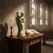 Prayer Angel St. Anne Outdoor Statue (21 - Inch) Side Angle