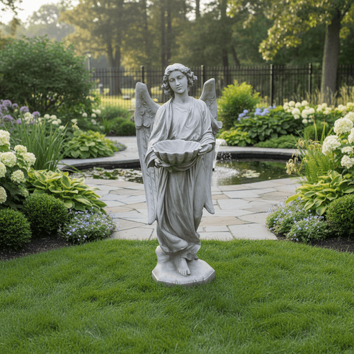 Prayer Angel With Bowl Outdoor Statue (60 - Inch) Side Angle