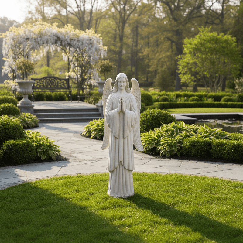 Prayer Angel With Robes Outdoor Statue (61 - Inch)