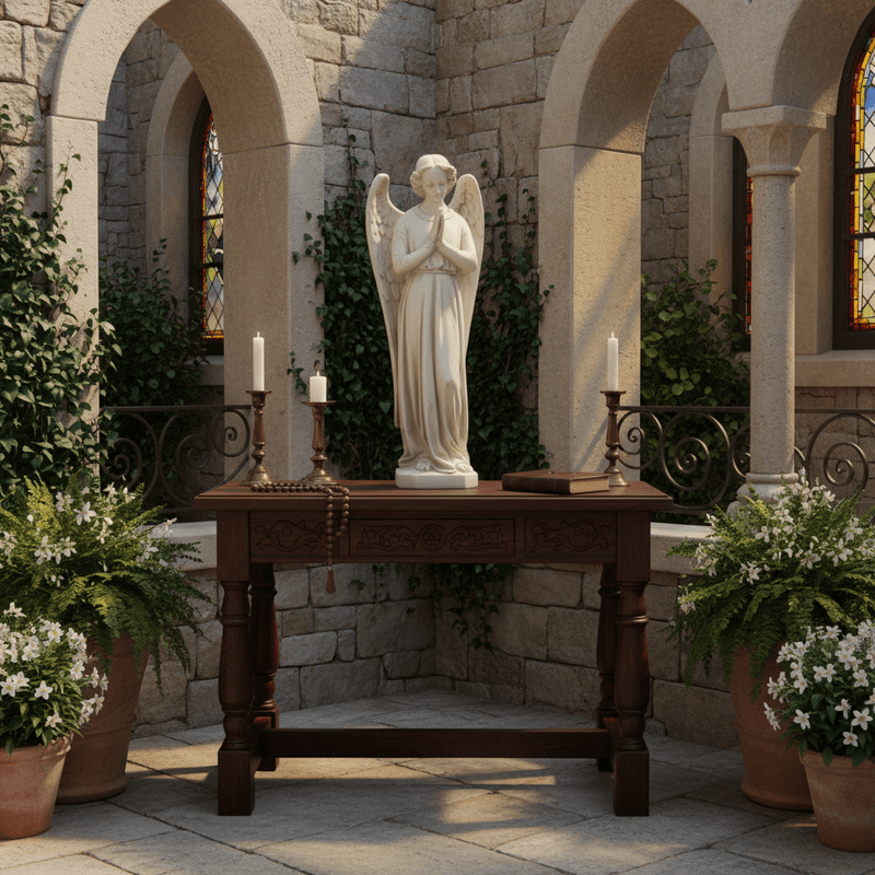 Prayer Angel With Wings Outdoor Statue (25-Inch)