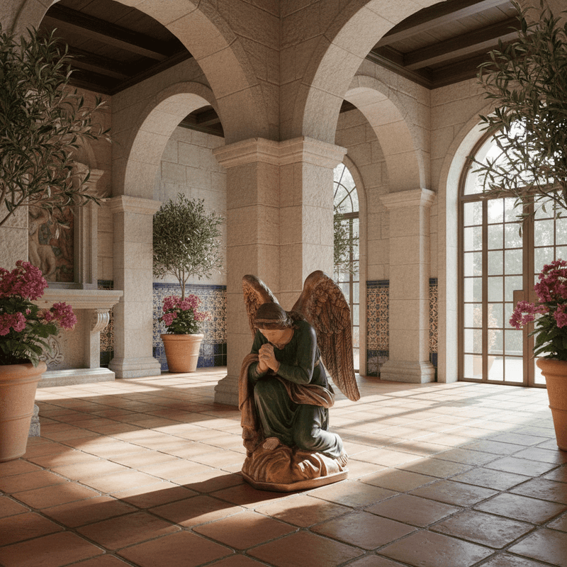 Praying Angel Adoration Statue (38 - Inch) Side Angle