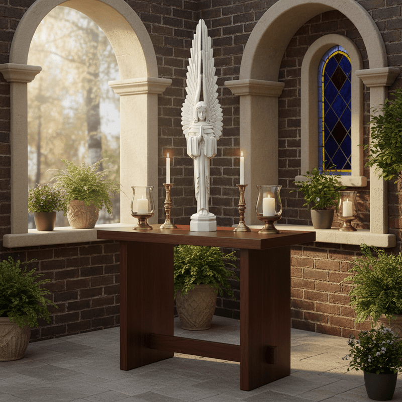 Praying Angel with Large Wings Outdoor Statue (27-Inch)