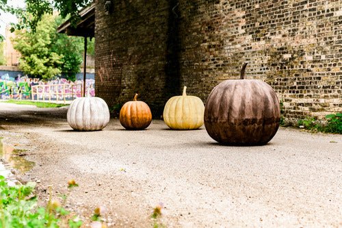 Pumpkin Garden Statue (14 - Inch) Side View