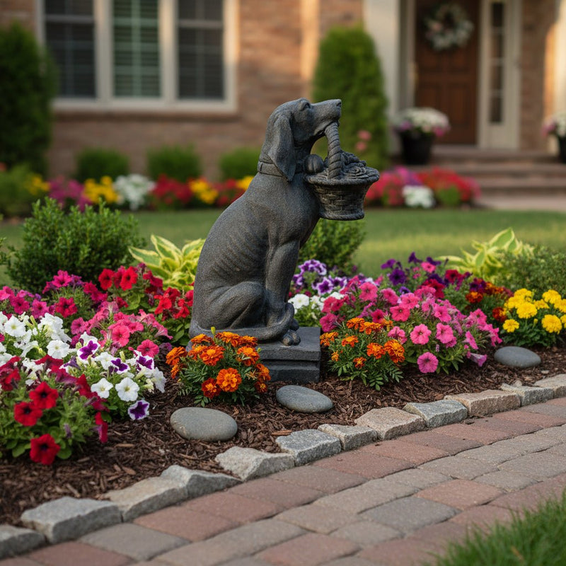 Puppy Dog Garden Statue (19 - Inch) Side Angle