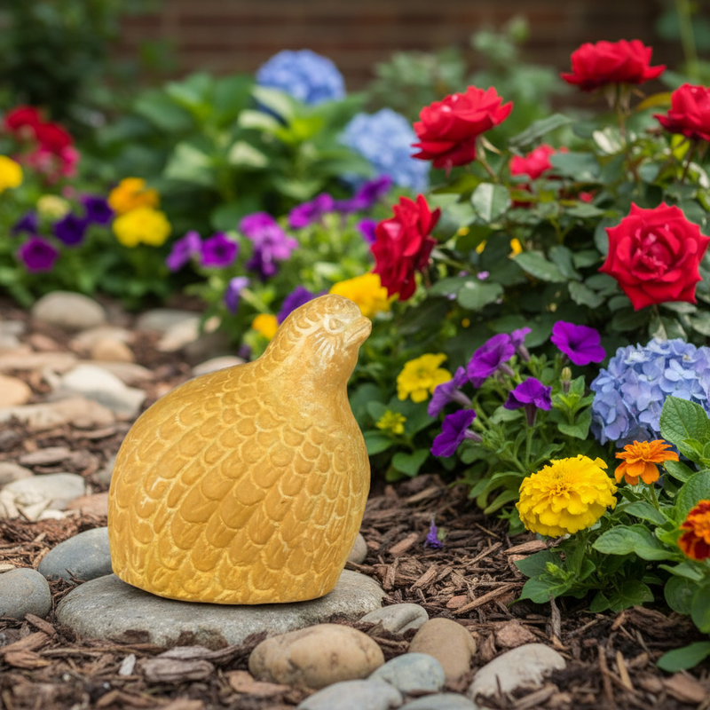 Quail Bird Garden Statue (5 - Inch) Side Angle