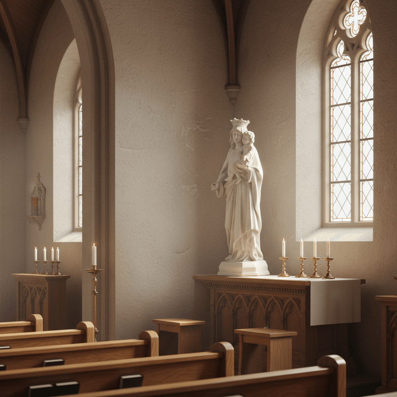 Queen of Heaven Mary with Jesus Statue (42 - Inch) Side Angle