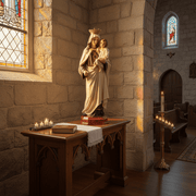 Queen of Heaven with Jesus Statue (42 - Inch) Side Angle
