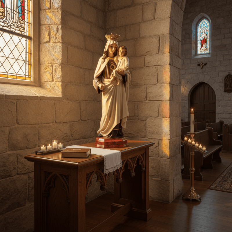 Queen of Heaven with Jesus Statue (42 - Inch) Side Angle