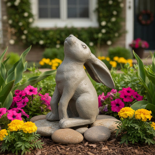 Rabbit Garden Statue (13.64 - Inch) Side Angle