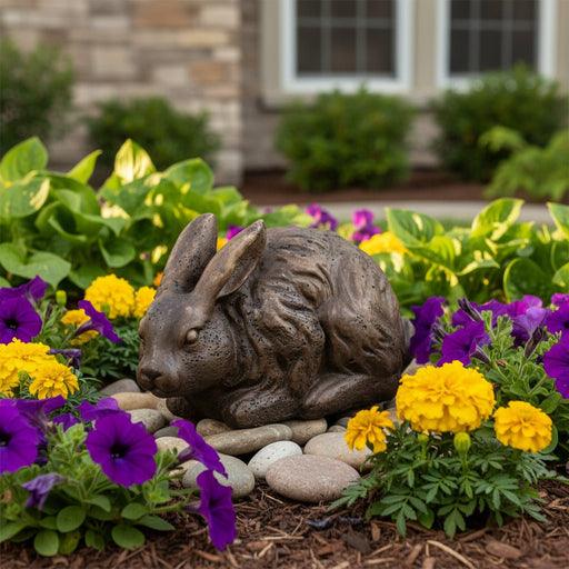 Rabbit Garden Statue (6 - Inch) Side Angle
