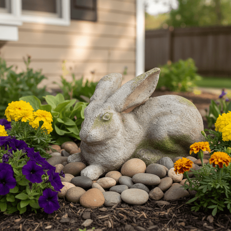 Rabbit Garden Statue (6.59 - Inch) Side Angle