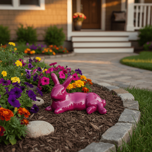 Rabbit Garden Statue (8 - Inch) Side Angle