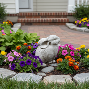 Rabbit Garden Statue (8 - Inch) Side Angle