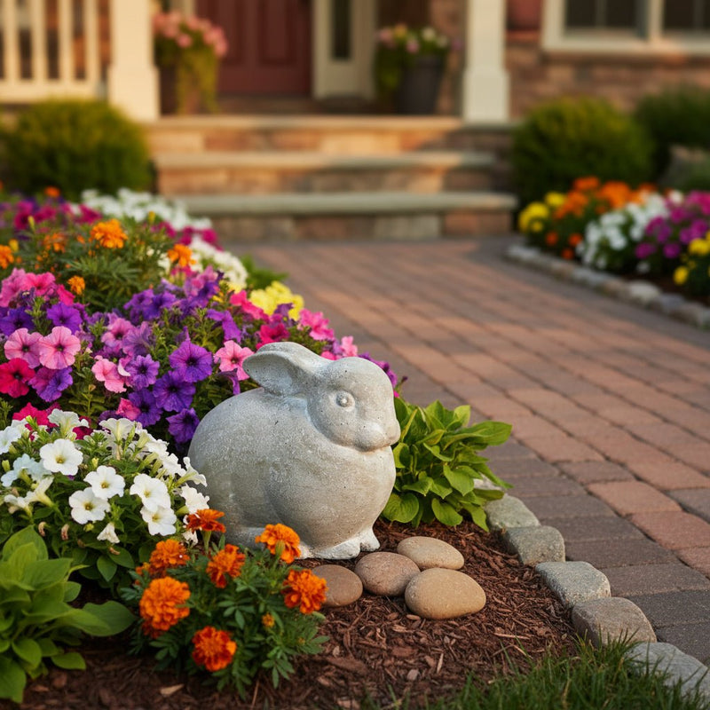 Rabbit Garden Statue (9 - Inch) Side Angle