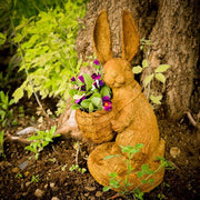 Rabbit with Basket Garden Statue (14.5 - Inch)