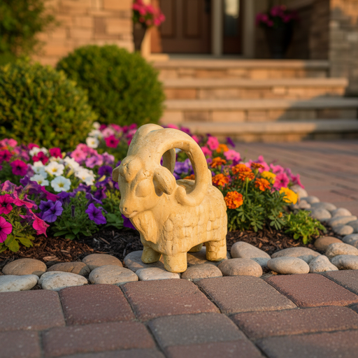 Ram Standing Garden Statue (11 - Inch) Side Angle