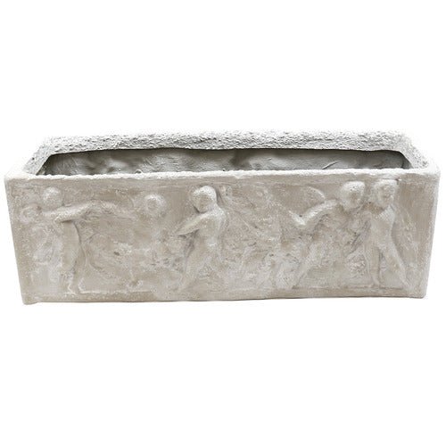 Rectangular Cherub Window Box Planter Outdoor Statue (12 - Inch) Different Angle