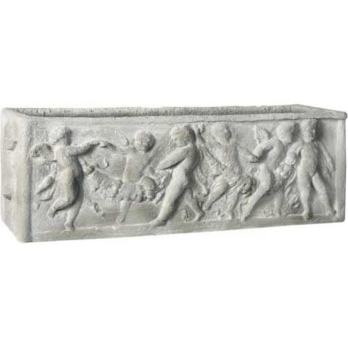 Rectangular Cherub Window Box Planter Outdoor Statue (12-Inch)