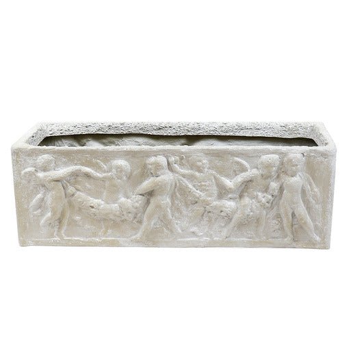Rectangular Cherub Window Box Planter Outdoor Statue (12 - Inch) Side View