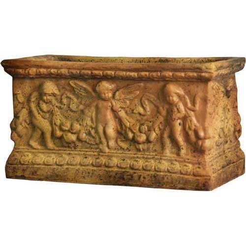 Rectangular Cherub Window Box Planter Outdoor Statue (8-Inch)