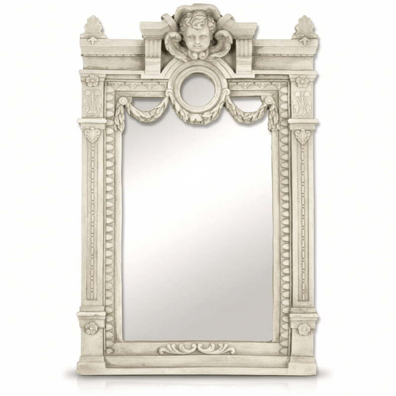 Rectangular Mirror With An Ornate Frame With Cherub Head (8-Inch)