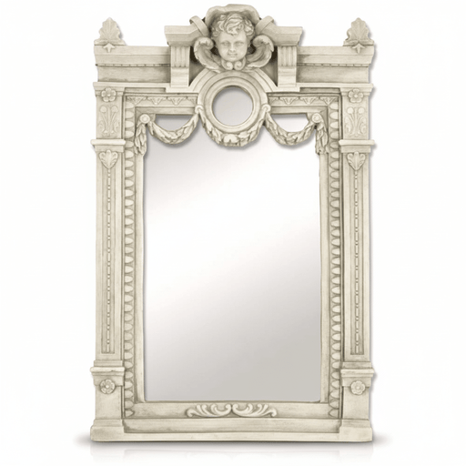 Rectangular Mirror With An Ornate Frame With Cherub Head (8-Inch)