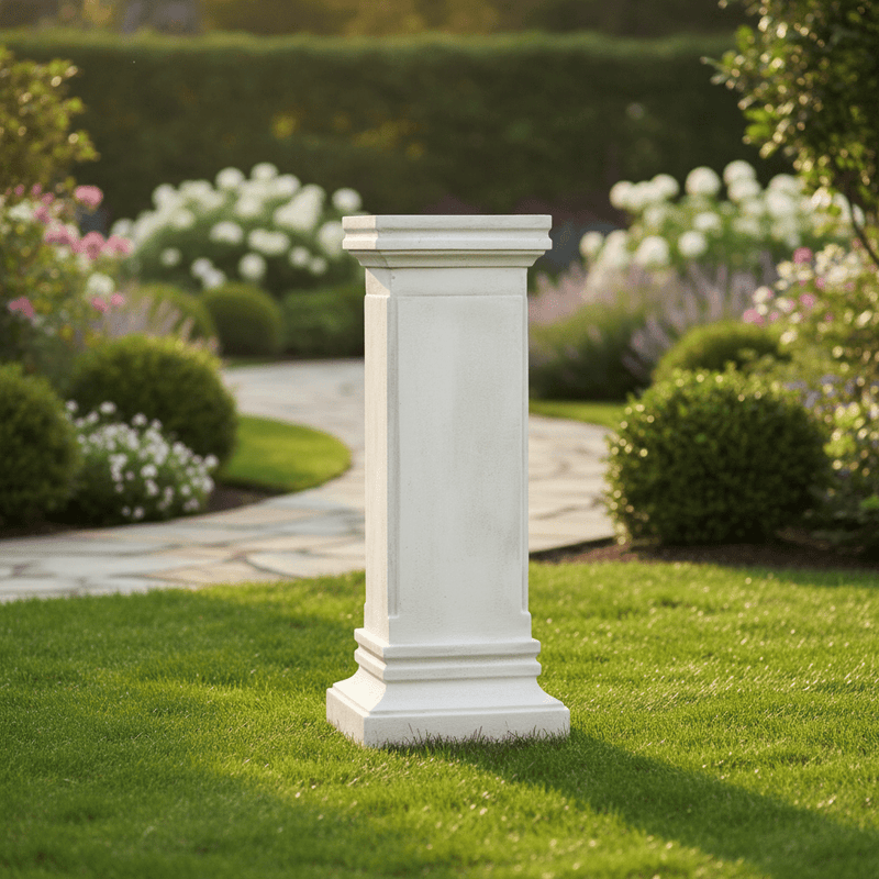 Rectangular Panel Ped Outdoor Statue (39 - Inch) Side Angle