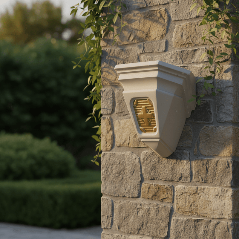 Religious Bracket with Cross Statue (14 - Inch) Side Angle