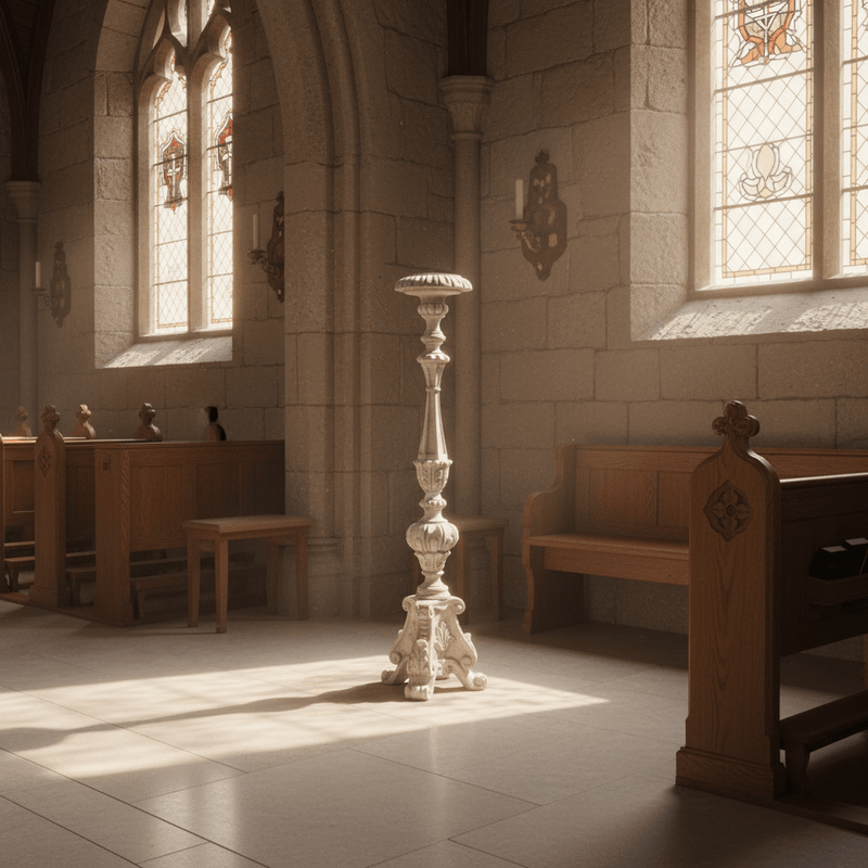Religious Candleholder Statue (38 - Inch) Side Angle
