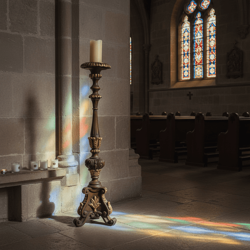 Religious Candleholder Statue (38 - Inch) Side Angle