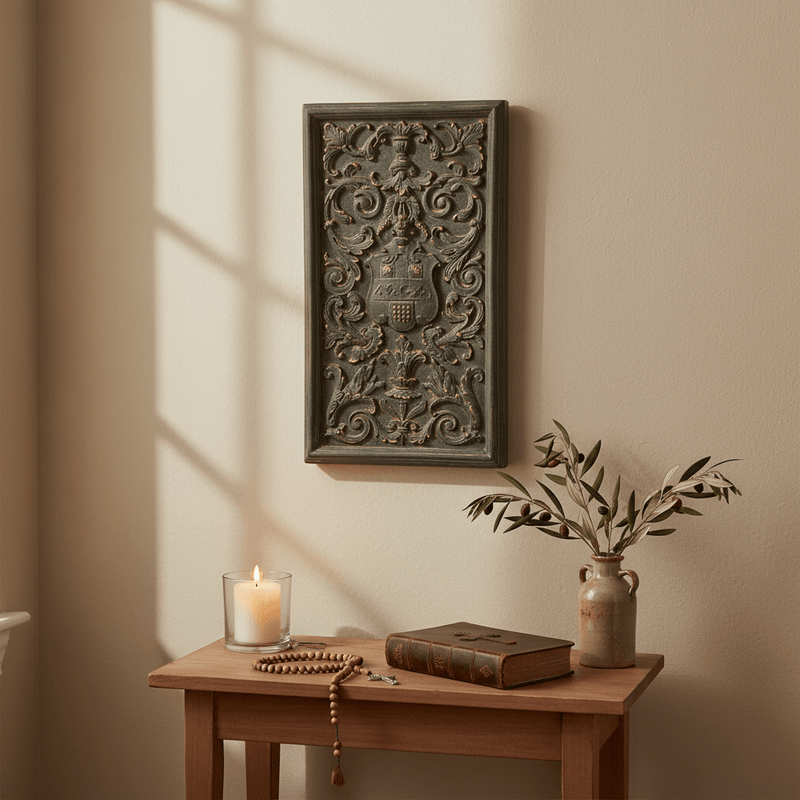 Renaissance Shield Panel Outdoor Statue (27 - Inch)