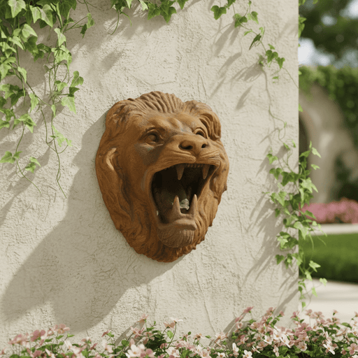 Roaring Lion Garden Statue (20 - Inch) Side Angle