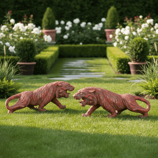 Roaring Tigers Garden Statue (16-Inch)