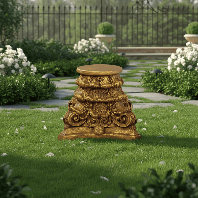 Roman Bath Cap Outdoor Statue (7 - Inch) Side Angle