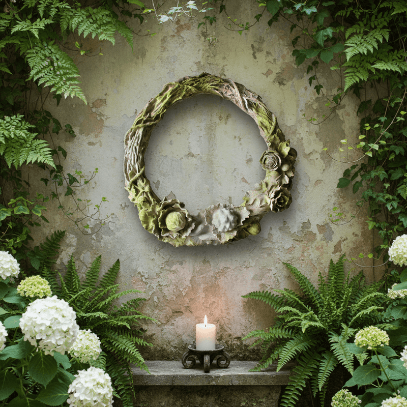 Rose Wreath Outdoor Plaque (31.1 - Inch) Side Angle