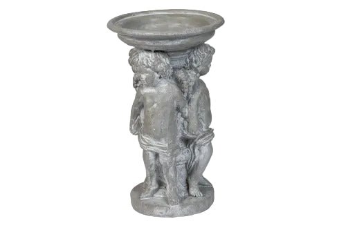 Round Cherub Candleholder Outdoor Statue (12 - Inch) Side View
