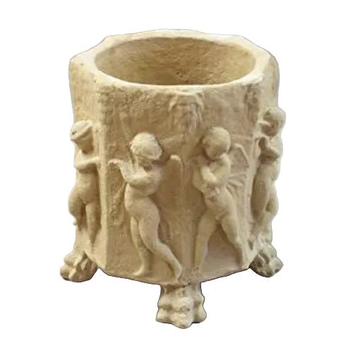 Round planter with Dancing Cherubs Outdoor Statue (18-Inch)
