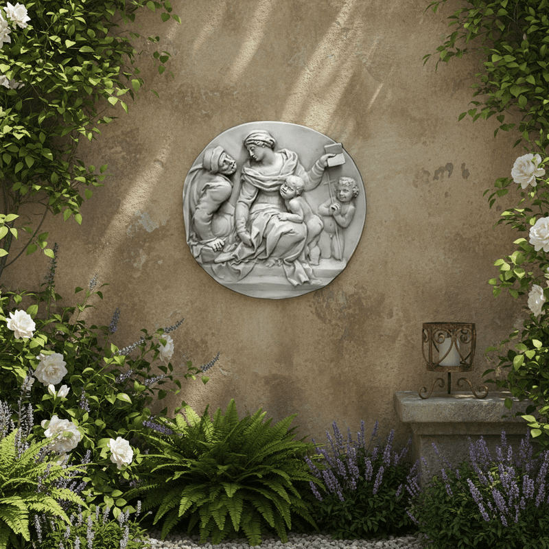 Round Religious Frieze Statue (21 - Inch) Side Angle