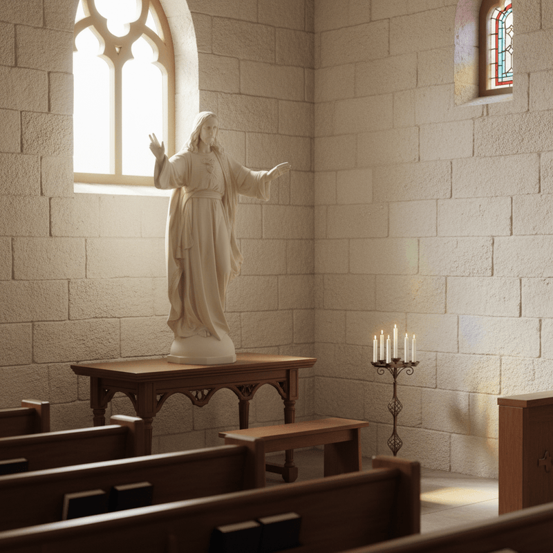 Sacred Heart of Jesus Blessing Statue (48 - Inch) Side Angle