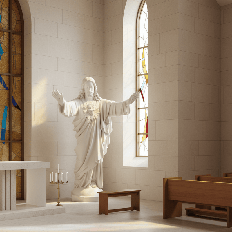 Sacred Heart of Jesus Hands Raised Statue (60-Inch)